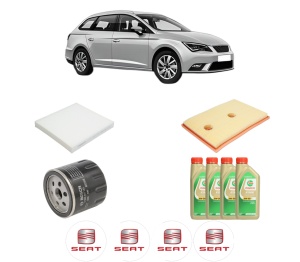 Set Pachet filtre revizie Bosch, 4 litrii ulei Castrol 5W30 SEAT LEON ST (5F8) 1.2 TSI din 2013-2018, 4x Stickere auto cu SEAT - Img 2