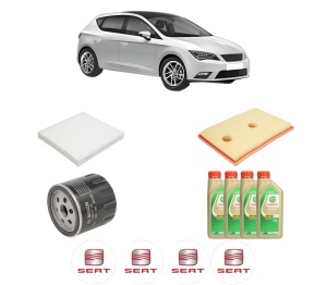Set Pachet filtre revizie Bosch, 4 litrii ulei Castrol 5W30 SEAT LEON (5F1) 1.4 TSI din 2014-2020, 4x Stickere auto cu SEAT - Img 2