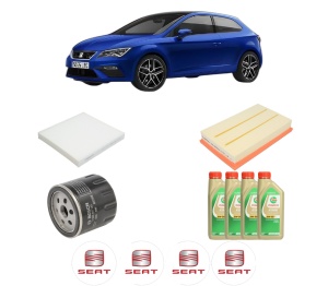 Set Pachet filtre revizie Bosch, 4 litrii ulei Castrol 5W30 SEAT LEON (KL1, KLG) 1.0 TSI din 2020, 4x Stickere auto cu SEAT - Img 2