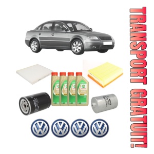 Set Pachet filtre revizie Bosch, 4 litrii ulei Castrol 5W30 Volkswagen PASSAT B5.5 (3B3) 2.0 4motion din 2000-2005, 4x Stickere auto cu Volkswagen