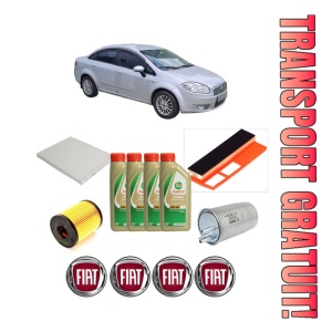 Set Pachet filtre revizie Bosch, 4 litrii ulei Castrol 5W40 FIAT LINEA (323_, 110_) 1.3 JTD Multijet (323AXB1A) din 2006, 4x Stickere auto cu FIAT