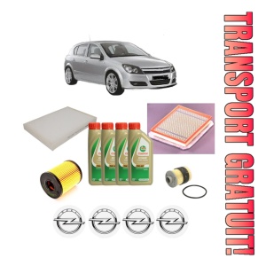 Set Pachet filtre revizie Bosch, 4 litrii ulei Castrol 5W40 OPEL ASTRA H (A04) 1.3 CDTI (L48) din 2005-2010, 4x Stickere auto cu OPEL