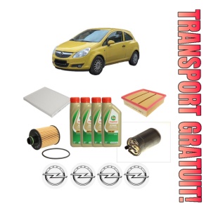 Set Pachet filtre revizie Bosch, 4 litrii ulei Castrol 5W40 OPEL CORSA D Hatchback Van (S07) 1.3 CDTI (L08) din 2006-2010, 4x Stickere auto cu OPEL