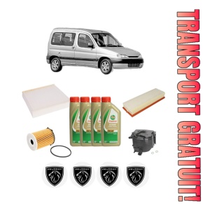 Set Pachet filtre revizie Bosch, 4 litrii ulei Castrol 5W40 PEUGEOT PARTNER MPV (5_, G_) 1.6 HDi 75 din 2005-2008, 4x Stickere auto cu PEUGEOT