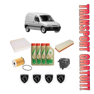 Set Pachet filtre revizie Bosch, 4 litrii ulei Castrol 5W40 PEUGEOT PARTNER Box Body/MPV (5_, G_) 1.6 HDi 90 din 2005-2015, 4x Stickere auto cu PEUGEOT
