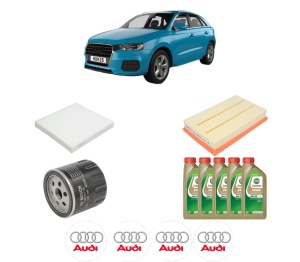 Set Pachet filtre revizie Bosch, 5 litrii ulei Castrol 0W20 AUDI Q3 (F3B) 35 TFSI Mild Hybrid din 2019, 4x Stickere auto cu AUDI - Img 2