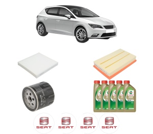 Set Pachet filtre revizie Bosch, 5 litrii ulei Castrol 0W20 SEAT LEON (5F1) 1.5 TSI din 2018-2020, 4x Stickere auto cu SEAT - Img 2