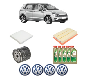 Set Pachet filtre revizie Bosch, 5 litrii ulei Castrol 0W20 Volkswagen GOLF SPORTSVAN VII (AM1, AN1) 1.5 TSI din 2017-2020, 4x Stickere auto cu Volkswagen - Img 2