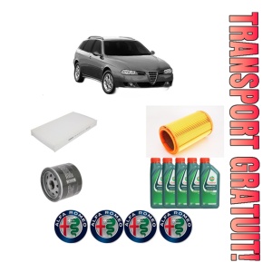 Set Pachet filtre revizie Bosch, 5 litrii ulei Castrol 10W40 ALFA ROMEO 156 Sportwagon (932_) 1.8 16V T.SPARK (932A3) din 2000, 4x Stickere auto cu ALFA ROMEO