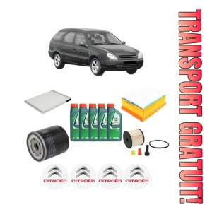 Set Pachet filtre revizie Bosch, 5 litrii ulei Castrol 10W40 CITROEN XSARA Break (N2) 2.0 HDi 109 din 2001-2005, 4x Stickere auto cu CITROEN