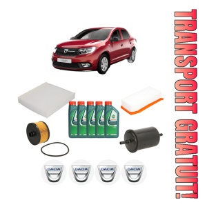Set Pachet filtre revizie Bosch, 5 litrii ulei Castrol 10W40 DACIA LOGAN II TCe 90 (L8MA, L8M1, L8AC) din 2012, 4x Stickere auto cu DACIA