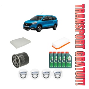 Set Pachet filtre revizie Bosch, 5 litrii ulei Castrol 10W40 DACIA LODGY (JS_) 1.6 SCe 100 (JSAV) din 2015, 4x Stickere auto cu DACIA