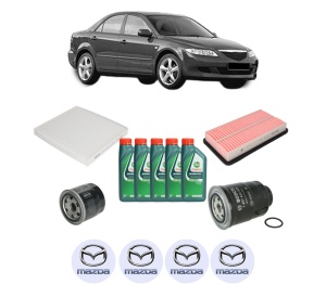 Set Pachet filtre revizie Bosch, 5 litrii ulei Castrol 10W40 MAZDA 6 Saloon (GG) 2.0 DI (GG14) din 2002-2007, 4x Stickere auto cu MAZDA - Img 2