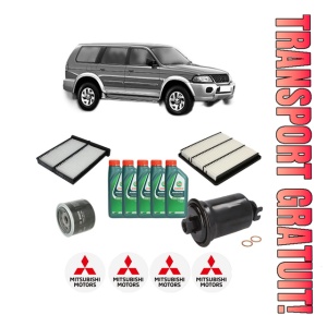 Set Pachet filtre revizie Bosch, 5 litrii ulei Castrol 10W40 MITSUBISHI PAJERO SPORT I (K7_, K9_) 3.0 V6 (K96W) din 2000, 4x Stickere auto cu MITSUBISHI