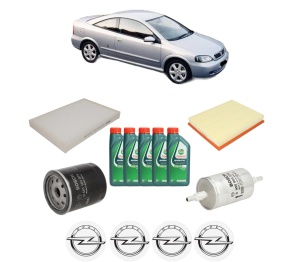 Set Pachet filtre revizie Bosch, 5 litrii ulei Castrol 10W40 OPEL ASTRA G Coupe (T98) 2.0 16V Turbo (F07) din 2000-2001, 4x Stickere auto cu OPEL - Img 2