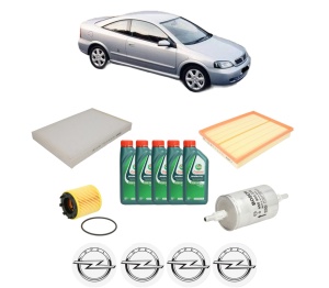 Set Pachet filtre revizie Bosch, 5 litrii ulei Castrol 10W40 OPEL ASTRA G Coupe (T98) 2.2 16V (F07) din 2000-2005, 4x Stickere auto cu OPEL - Img 2