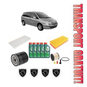 Set Pachet filtre revizie Bosch, 5 litrii ulei Castrol 10W40 PEUGEOT 807 Van (EB_) 2.0 HDi (EBRHTBF, EBRHWBF) din 2004-2006, 4x Stickere auto cu PEUGEOT