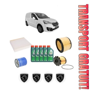 Set Pachet filtre revizie Bosch, 5 litrii ulei Castrol 10W40 PEUGEOT PARTNER ORIGIN MPV (G_) 1.9 D din 2008-2013, 4x Stickere auto cu PEUGEOT