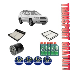 Set Pachet filtre revizie Bosch, 5 litrii ulei Castrol 10W40 SUBARU FORESTER (SH_) 2.5 AWD (SH9) din 2008-2013, 4x Stickere auto cu SUBARU