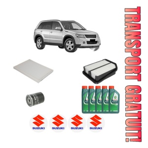 Set Pachet filtre revizie Bosch, 5 litrii ulei Castrol 10W40 SUZUKI GRAND VITARA II (JT, TE, TD) 1.6 All-wheel Drive (JB416) din 2005-2015, 4x Stickere auto cu SUZUKI