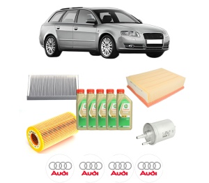 Set Pachet filtre revizie Bosch, 5 litrii ulei Castrol 5W30 AUDI A4 B7 Avant (8ED) 2.0 TFSI quattro din 2005-2008, 4x Stickere auto cu AUDI - Img 2