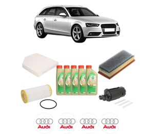 Set Pachet filtre revizie Bosch, 5 litrii ulei Castrol 5W30 AUDI A4 B8 Avant (8K5) 1.8 TFSI din 2011-2015, 4x Stickere auto cu AUDI - Img 2