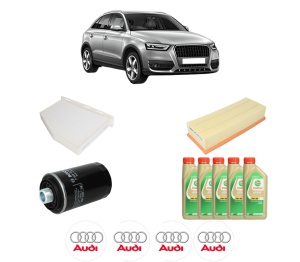 Set Pachet filtre revizie Bosch, 5 litrii ulei Castrol 5W30 AUDI Q3 (8UB, 8UG) 2.0 TFSI quattro din 2011-2015, 4x Stickere auto cu AUDI - Img 2