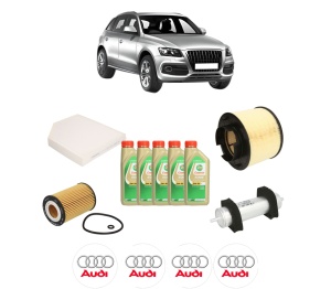 Set Pachet filtre revizie Bosch, 5 litrii ulei Castrol 5W30 AUDI Q5 Van (8RB) 2.0 TDI din 2015-2017, 4x Stickere auto cu AUDI - Img 2