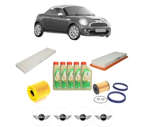 Set Pachet filtre revizie Bosch, 5 litrii ulei Castrol 5W30 MINI MINI Coupe (R58) Cooper S din 2010-2015, 4x Stickere auto cu MINI - Img 2
