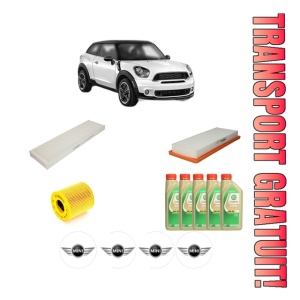 Set Pachet filtre revizie Bosch, 5 litrii ulei Castrol 5W30 MINI MINI PACEMAN (R61) Cooper S ALL4 din 2012-2016, 4x Stickere auto cu MINI