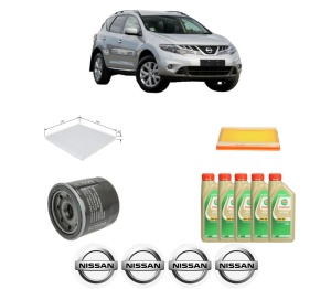 Set Pachet filtre revizie Bosch, 5 litrii ulei Castrol 5W30 NISSAN MURANO II VAN (Z51) 3.5 CVTC 4x4 din 2013-2014, 4x Stickere auto cu NISSAN - Img 2