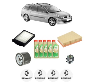Set Pachet filtre revizie Bosch, 5 litrii ulei Castrol 5W30 RENAULT MEGANE II Estate (KM0/1_) 1.5 dCi (KM1F) din 2005-2009, 4x Stickere auto cu RENAULT - Img 2