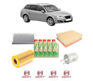 Set Pachet filtre revizie Bosch, 5 litrii ulei Castrol 5W30 SEAT EXEO ST (3R5) 2.0 TFSI din 2009-2013, 4x Stickere auto cu SEAT - Img 2