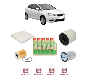 Set Pachet filtre revizie Bosch, 5 litrii ulei Castrol 5W30 SEAT IBIZA IV SC (6J1, 6P5) 1.2 TDI din 2010-2015, 4x Stickere auto cu SEAT - Img 2