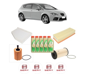 Set Pachet filtre revizie Bosch, 5 litrii ulei Castrol 5W30 SEAT LEON (1P1) 1.9 TDI din 2005-2010, 4x Stickere auto cu SEAT - Img 2