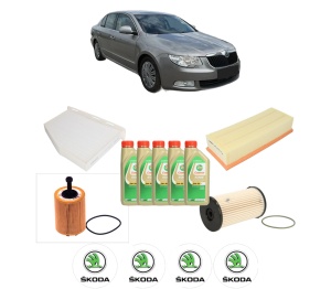Set Pachet filtre revizie Bosch, 5 litrii ulei Castrol 5W30 SKODA SUPERB II (3T4) 2.0 TDI 4x4 din 2008-2015, 4x Stickere auto cu SKODA - Img 2