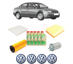 Set Pachet filtre revizie Bosch, 5 litrii ulei Castrol 5W30 Volkswagen PASSAT B5.5 (3B3) 2.5 TDI din 2003-2005, 4x Stickere auto cu Volkswagen - Img 2