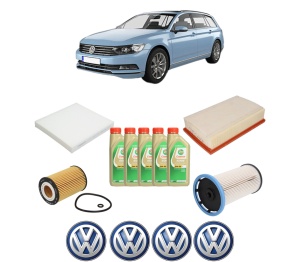 Set Pachet filtre revizie Bosch, 5 litrii ulei Castrol 5W30 Volkswagen PASSAT B8 Variant (3G5, CB5) 2.0 TDI din 2016-2018, 4x Stickere auto cu Volkswagen - Img 2