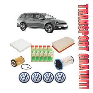 Set Pachet filtre revizie Bosch, 5 litrii ulei Castrol 5W30 Volkswagen GOLF ALLTRACK VII Variant (BA5, BV5) 1.6 TDI 4motion din 2014-2017, 4x Stickere auto cu Volkswagen - Img 1