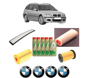 Set Pachet filtre revizie Bosch, 5 litrii ulei Castrol 5W40 BMW Seria 3 Touring (E46) 320 d din 2000-2001, 4x Stickere auto cu BMW - Img 2