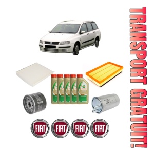 Set Pachet filtre revizie Bosch, 5 litrii ulei Castrol 5W40 FIAT STILO Multi Wagon (192_) 1.9 D Multijet (192DXT1B) din 2005-2008, 4x Stickere auto cu FIAT
