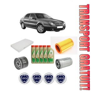 Set Pachet filtre revizie Bosch, 5 litrii ulei Castrol 5W40 LANCIA LYBRA (839_) 1.9 JTD (839AXI1A) din 2000-2001, 4x Stickere auto cu LANCIA