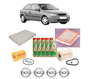 Set Pachet filtre revizie Bosch, 5 litrii ulei Castrol 5W40 OPEL ASTRA G Hatchback (T98) 1.7 CDTI (F08, F48) din 2003-2005, 4x Stickere auto cu OPEL - Img 2