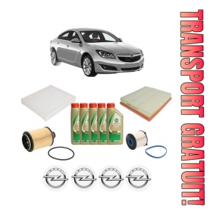 Set Pachet filtre revizie Bosch, 5 litrii ulei Castrol 5W40 OPEL INSIGNIA A (G09) 2.0 CDTI (68) din 2008-2017, 4x Stickere auto cu OPEL