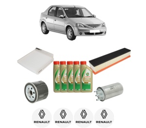 Set Pachet filtre revizie Bosch, 5 litrii ulei Castrol 5W40 RENAULT LOGAN I (LS_) 1.5 dCi din 2008-2015, 4x Stickere auto cu RENAULT - Img 2