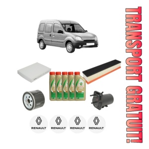 Set Pachet filtre revizie Bosch, 5 litrii ulei Castrol 5W40 RENAULT KANGOO (KC0/1_) 1.5 dCi din 2005, 4x Stickere auto cu RENAULT