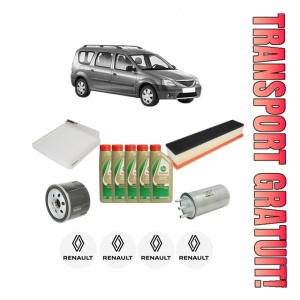Set Pachet filtre revizie Bosch, 5 litrii ulei Castrol 5W40 RENAULT LOGAN I Estate (KS_) 1.5 dCi din 2008-2015, 4x Stickere auto cu RENAULT