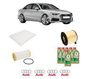Set Pachet filtre revizie Bosch, 6 litrii ulei Castrol 0W20 AUDI A5 Sportback (F5A, F5F) 40 TFSI Mild Hybrid din 2020, 4x Stickere auto cu AUDI - Img 2