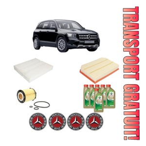 Set Pachet filtre revizie Bosch, 6 litrii ulei Castrol 0W20 MERCEDES-BENZ GLB (X247) GLB 250 (247.646) din 2019, 4x Stickere auto cu MERCEDES-BENZ