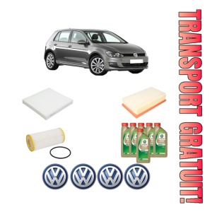 Set Pachet filtre revizie Bosch, 6 litrii ulei Castrol 0W20 Volkswagen GOLF VII (5G1, BQ1, BE1, BE2) 2.0 GTI din 2017-2020, 4x Stickere auto cu Volkswagen